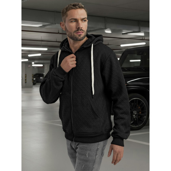Vīriešu melns svīteris ar kapuci Sport Džemperi ar kapuci