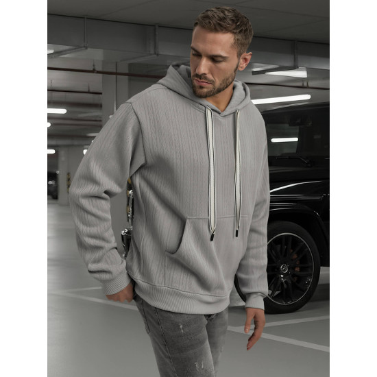 Vīriešu pelēks džemperis ar kapuci Race Džemperi ar kapuci