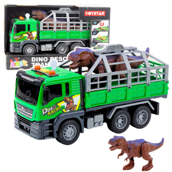 Dinozauru transportēšanas kravas automašīna ar brūnu dinozauru 21454 - Rotaļlietu automašīnas Dinozauru transportēšanas kravas automašīna ar brūnu dinozauru Kravas automašīnas