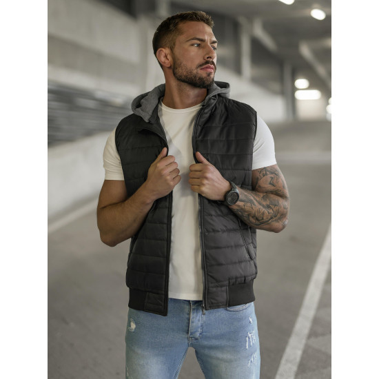 Melns jaka ar kapuci Naron JS/8M983/392 - Vīriešiem Melns jaka ar kapuci Naron Vestes