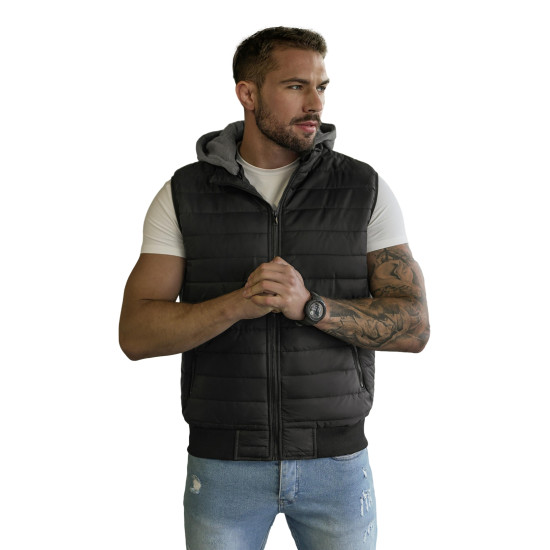 Melns jaka ar kapuci Naron JS/8M983/392 - Vīriešiem Melns jaka ar kapuci Naron Vestes