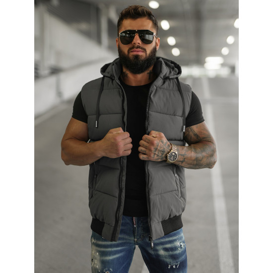 Vīriešu tumši pelēka veste Corles JS/32M1780/105 - Vīriešiem Vīriešu tumši pelēka veste Corles Vestes