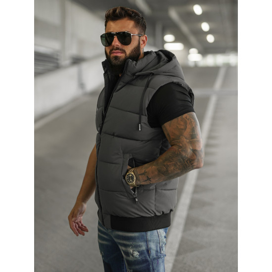Vīriešu tumši pelēka veste Corles JS/32M1780/105 - Vīriešiem Vīriešu tumši pelēka veste Corles Vestes