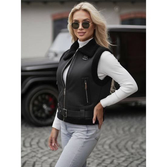 Sieviešu melna ādas jaka Pixel Sieviešu vestes