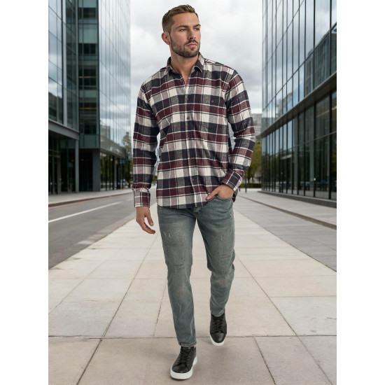 Vīriešu bordo krāsas rūtains krekls Marino Krekli