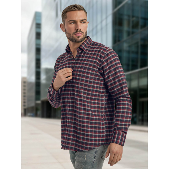 Vīriešu tumši zils rūtains krekliņš Marino Krekli