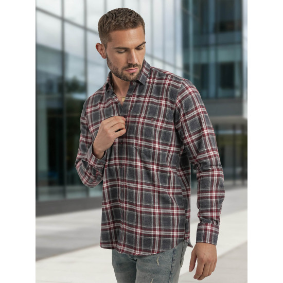 Vīriešu bordo un pelēks rūtains krekls Marino Krekli