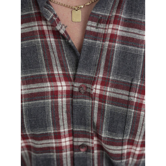 Vīriešu bordo un pelēks rūtains krekls Marino Krekli