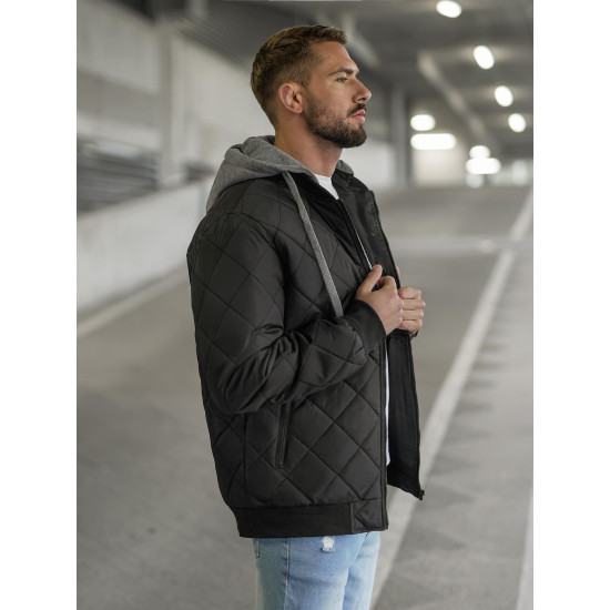 Melna vīriešu jaka ar kapuci Lator JS/8M986/392