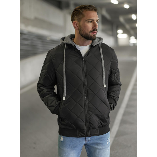 Melna vīriešu jaka ar kapuci Lator JS/8M986/392