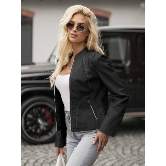 Sieviešu melna ādas jaka Emeli Sieviešu jakas