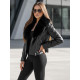 Sieviešu melna ādas jaka ar kažokādu Lāzers Sieviešu jakas