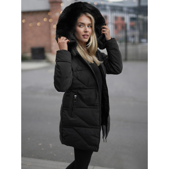 Sieviešu melns mētelis Stel JS/16M9099/392Z