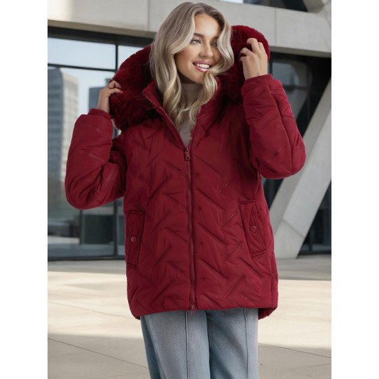 Sieviešu bordo krāsas ziemas jaka ar kapuci Levi Sieviešu jakas