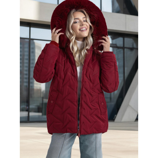 Sieviešu bordo krāsas ziemas jaka ar kapuci Levi Sieviešu jakas