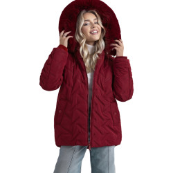 Sieviešu bordo krāsas ziemas jaka ar kapuci Levi