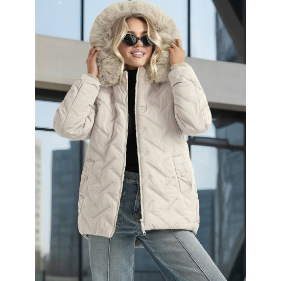 Sieviešu gaiši pelēka ziemas jaka ar kapuci Levi JS/16M9296/280 - Sievietēm Sieviešu gaiši pelēka ziemas jaka ar kapuci Levi Sieviešu jakas