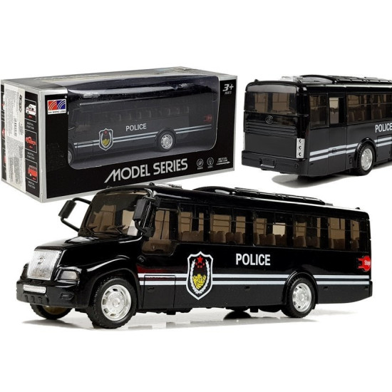 Melns policijas autobusa modelis ar skaņas efektu 4043 - Rotaļlietu automašīnas Melns policijas autobusa modelis ar skaņas efektu Uzņēmuma automašīnas
