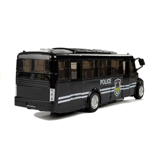 Melns policijas autobusa modelis ar skaņas efektu 4043 - Rotaļlietu automašīnas Melns policijas autobusa modelis ar skaņas efektu Uzņēmuma automašīnas