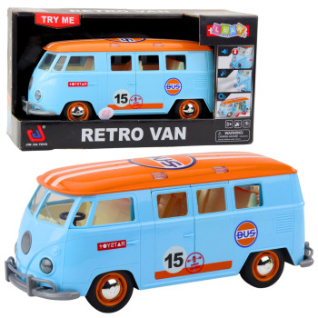 Retro autobuss ar gaismas un skaņas efektiem