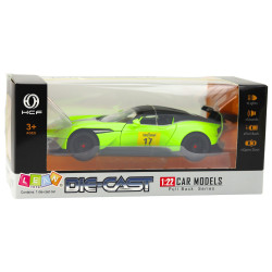 Zaļa sporta automašīna ar atveramām durvīm