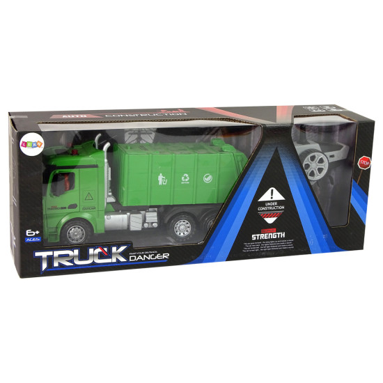 Zaļa tālvadības pults atkritumu savācējmašīnas tālvadības pults 2.4G Gaismas skaņa Radio vadāmās rotaļlietas