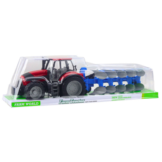Sarkans traktors ar arklu 24808 - Rotaļlietu automašīnas Sarkans traktors ar arklu Būvniecība un lauksaimniecība