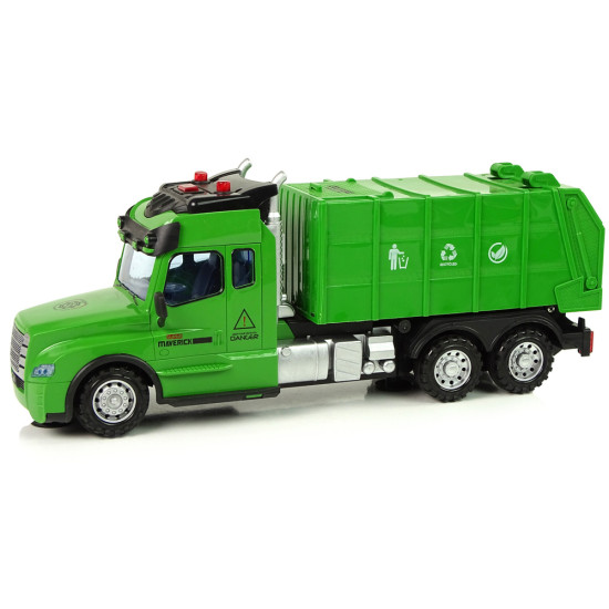 Pilot 2.4G Lights Sounds Green Remote Controlled Refuse Truck 2.4G gaisma izklausās zaļa tālvadības atkritumu mašīna Radio vadāmās rotaļlietas
