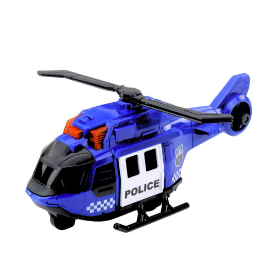 Zila policijas kravas automašīna ar helikopteru un policijas auto 21474 - Rotaļlietu automašīnas Zila policijas kravas automašīna ar helikopteru un policijas auto Kravas automašīnas