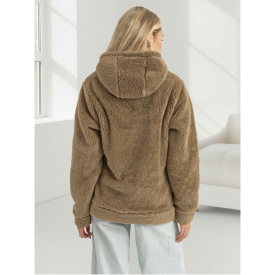 Sieviešu brūns džemperis ar kapuci Nara Džemperi ar kapuci
