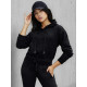 Sieviešu melnais džemperis ar kabata Sonija Džemperi ar kapuci