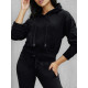 Sieviešu melnais džemperis ar kabata Sonija Džemperi ar kapuci