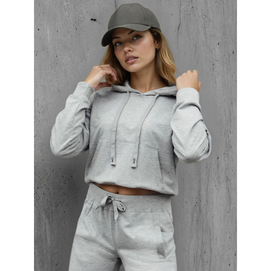 Sievišķīga gaiši pelēka džemperis ar adatu Somija Džemperi ar kapuci