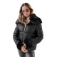 Women's black short jacket with fur Flora Women's jackets