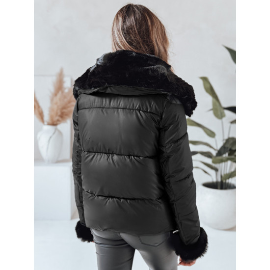 Women's black short jacket with fur Flora Women's jackets