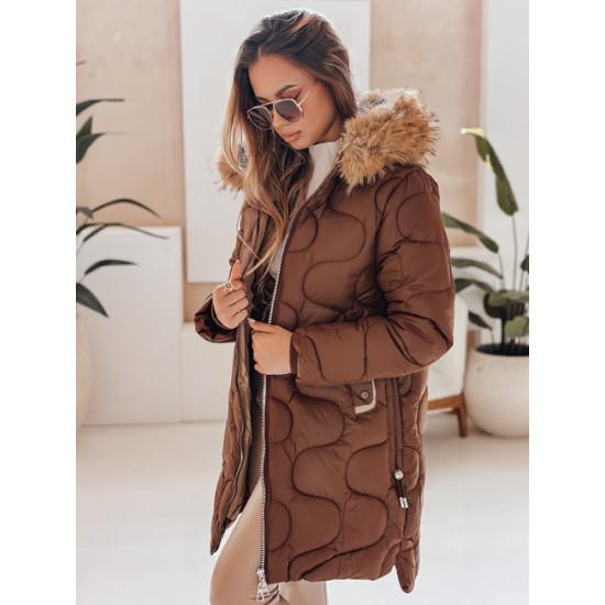 Sieviešu ziemas jaka brūnā krāsā Varel Sieviešu jakas