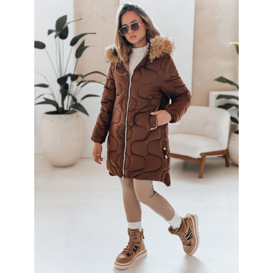 Sieviešu ziemas jaka brūnā krāsā Varel Sieviešu jakas