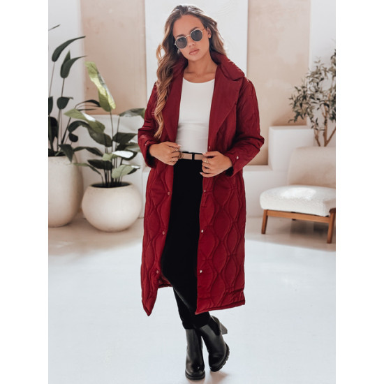 Sieviešu bordo krāsas stepēts mētelis Dify Sieviešu jakas