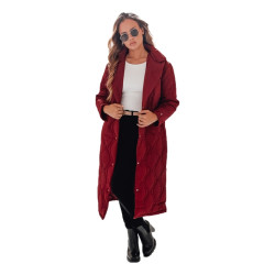 Sieviešu bordo krāsas stepēts mētelis Dify Sieviešu bordo krāsas stepēts mētelis Dify