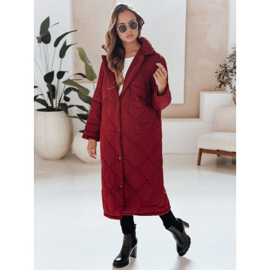 Sieviešu bordo krāsas stepēts mētelis Dify Sieviešu jakas