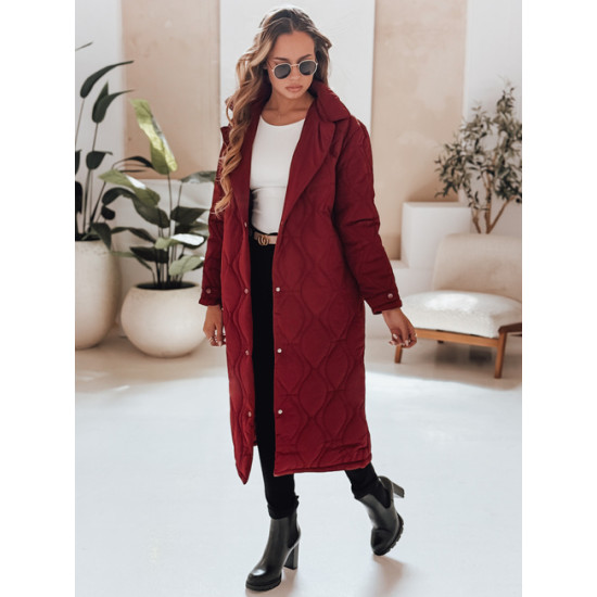 Sieviešu bordo krāsas stepēts mētelis Dify Sieviešu jakas