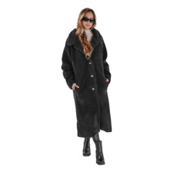 Sieviešu garais melns ziemas mētelis Fabio