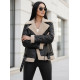 Sieviešu melna ādas jaka ar kažokādu Elen Sieviešu jakas
