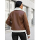 Women's brown leather jacket with fur Elen JS/11Z8177