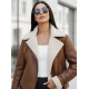 Women's brown leather jacket with fur Elen JS/11Z8177