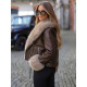 Sieviešu tumši brūna jaka ar brūnu kažokādu Real Sieviešu jakas