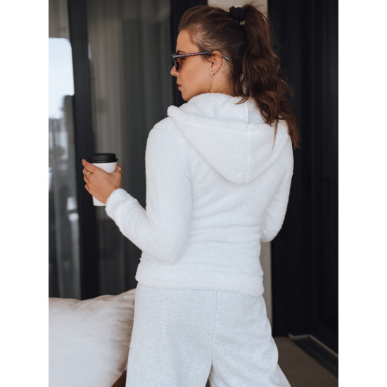 Sieviešu balts džemperis ar kapuci Alan