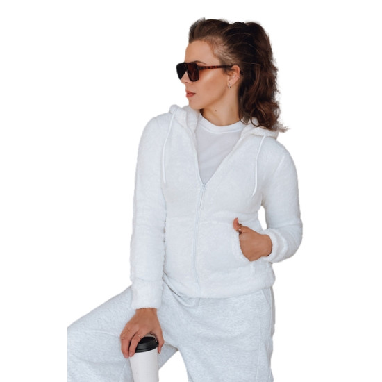 Sieviešu balts džemperis ar kapuci Alan