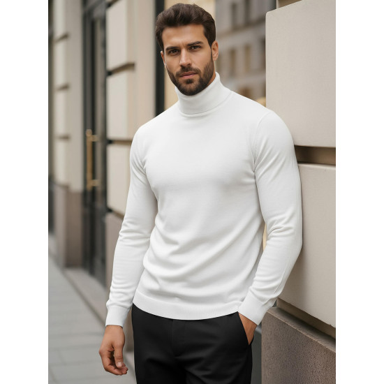 Vīriešu balts džemperis ar augstu apkakli Lenox Džemperi