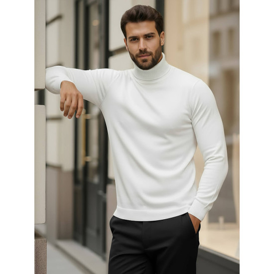 Vīriešu balts džemperis ar augstu apkakli Lenox Džemperi